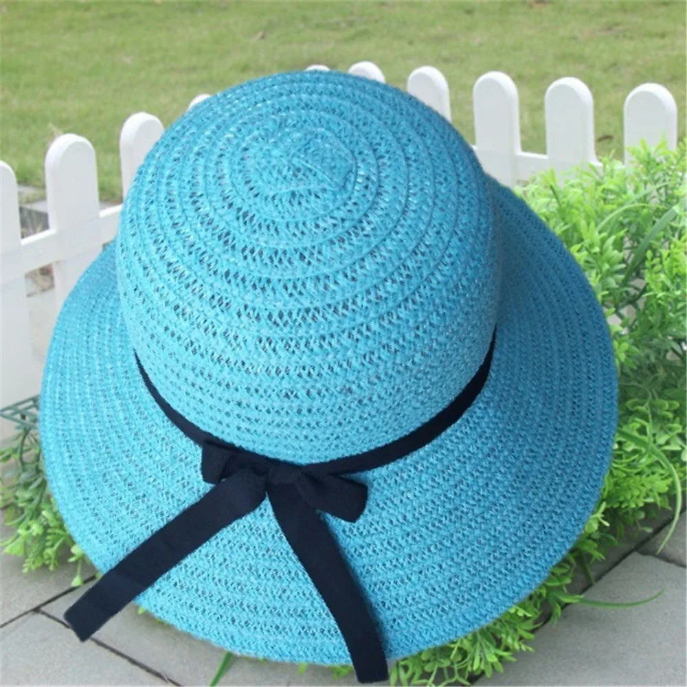 Летняя соломенная шляпа с широкими полями, складная женская пляжная шляпа от солнца, бежевая пляжная шляпа