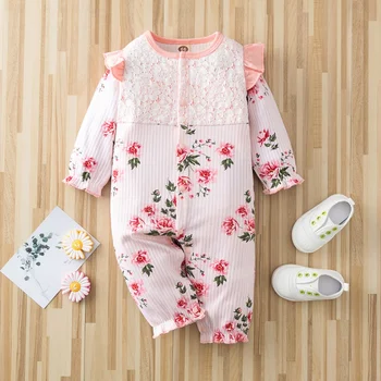 

Autumn New Girl Lace Jumpsuits 0-24M Fashion Flower Print Newborn Infant Baby Boys Romper Jumpsuit Outfits Clothes