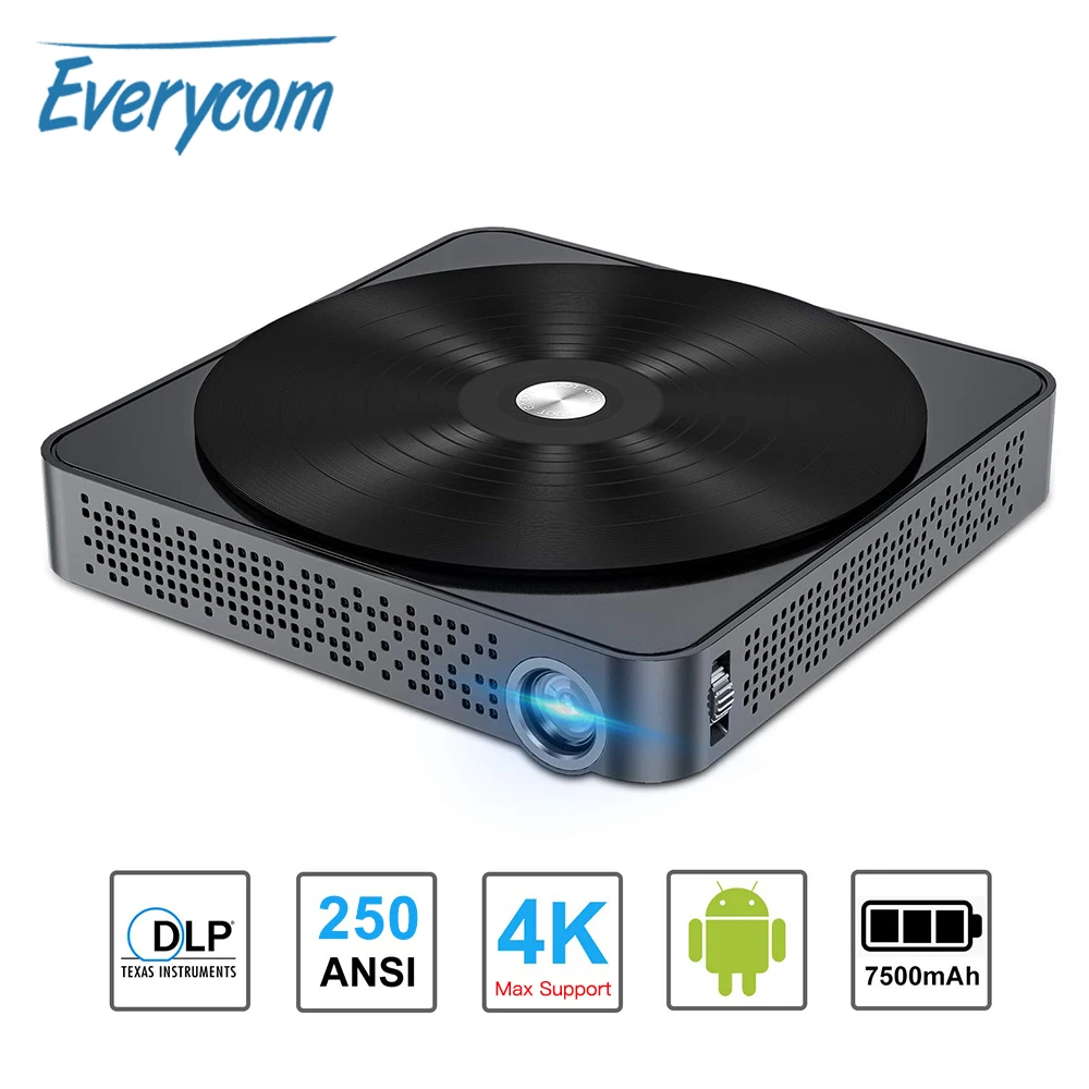 Everycom S10 DLP мини проектор Android 7 0 карман Портативный Поддержка 4K AC3 WI FI Bluetooth для дома