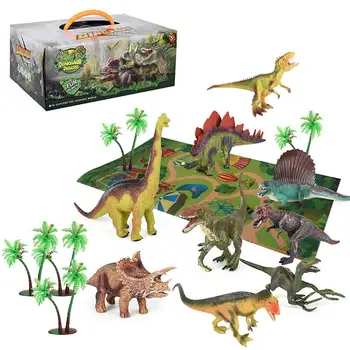 

Dinosaur Toys Set Realistic Dinosaur Figures Activity Play Mat And Tree Educational Toys Indoor Outdoor Play Set For Kids