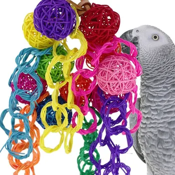 

Parrots Chewing Toys Bite Toys Colorful Rattan Wood Rope Cave Ladder Hang Toys for Pets Birds LBShipping