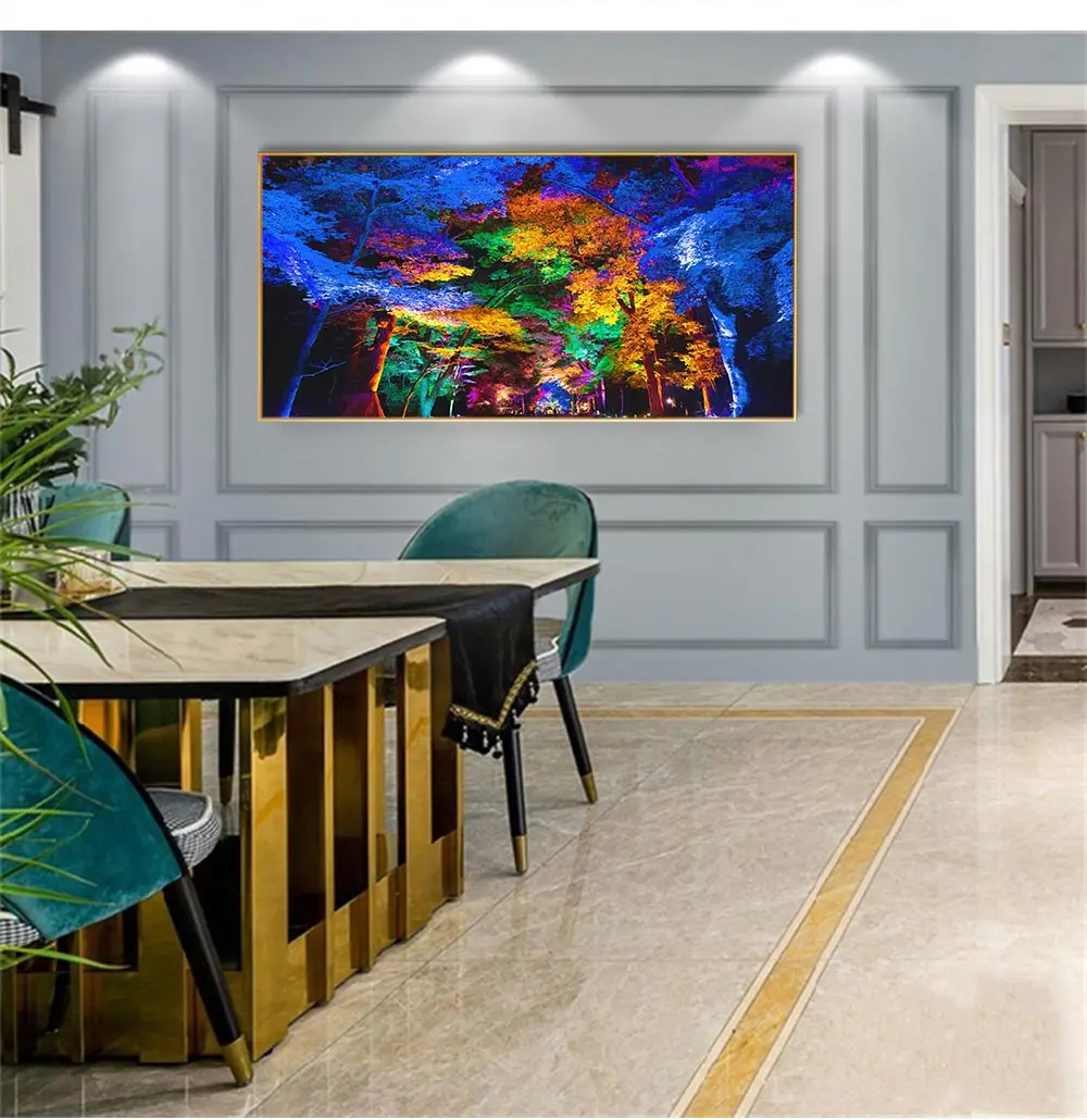 DDHH Wall Art Large Size Colorful Forest Trees Canvas Poster Art Prints Modern For Living Room Home Decorative Picture