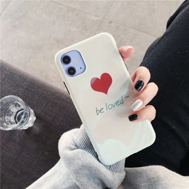 Яркий однотонный чехол для телефона с сердечком для Iphone 11 Pro Max X Xr Xs Max 6s 7 8 Plus простой милый мягкий IMD; гладкий чехол-накладка