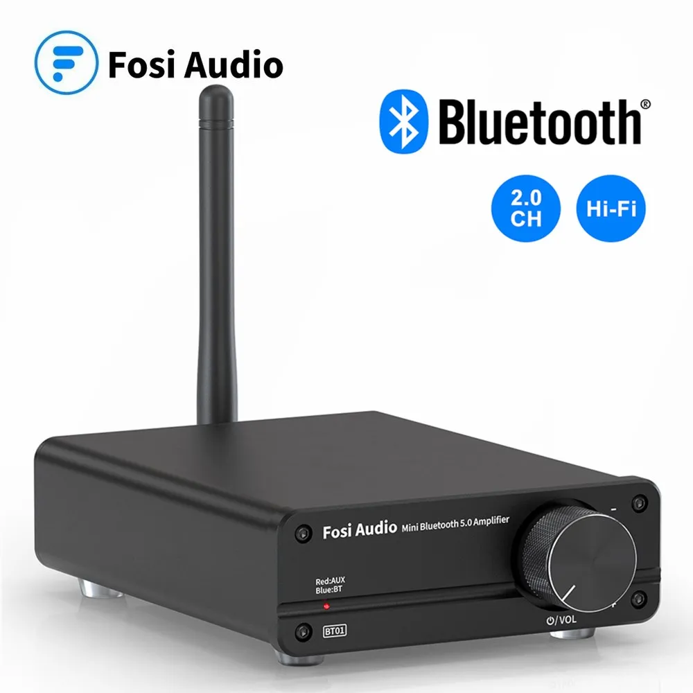 

Fosi Audio BT01 Bluetooth 5.0 Stereo Amplifier 2 Channel Class D Mini HiFi Integrated Digital Power Amp for Home Speakers 50W *2