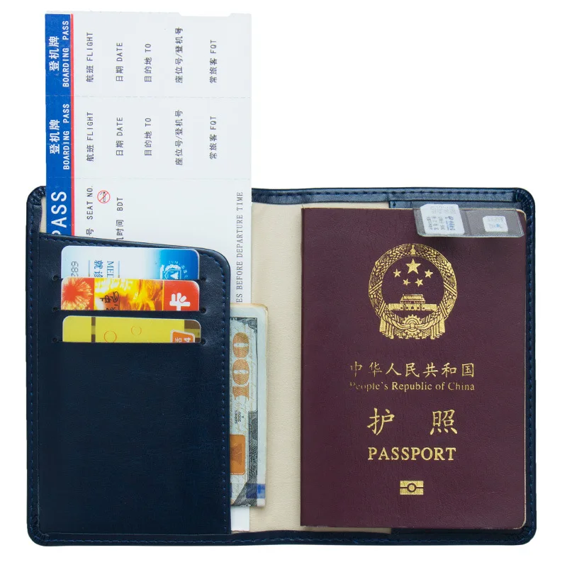 Earth Russia Passport Holder Cover Travel Leather Wallet Simple Credit Card And Passport Organizer Case