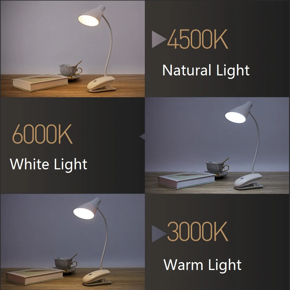 8 Вт Светодиодная настольная лампа с зажимом, настольный светильник s USB, перезаряжаемый встроенный аккумулятор 1200 мА · ч, Лампара, лампа для учебы, офисный светильник