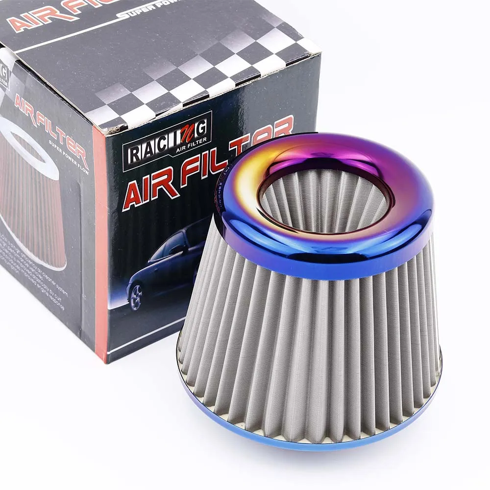 

JDM Burnt Blue 3" 76mm Power Intake High Flow Cold Air Intake Filter Cleaner Racing Car Air Filter