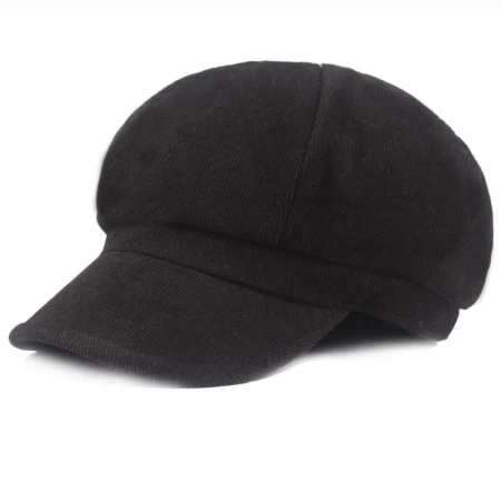 HT2593 берет кепка газетчика весна осень женские шапки женские Восьмиугольные кепки однотонные простые художники шляпа винтажные женские береты - Цвет: Черный