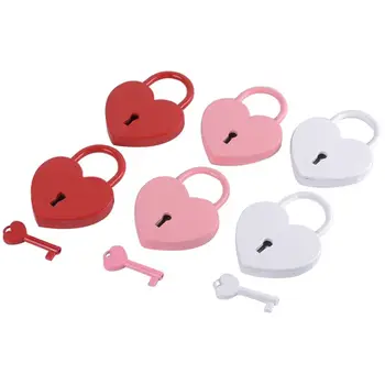 

Mini Vintage Heart Shaped Lock Zinc Alloy Padlock with Key for Jewelry Storage Box Diary Book Security Luggage Bag Accessories