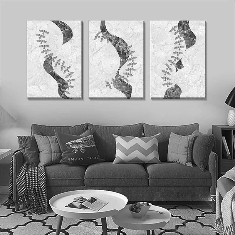 

Modern Abstract Painting, Line Aesthetics, Black and White Style, Bird Poster, Bird Canvas Painting, Artistic Conception Mural,