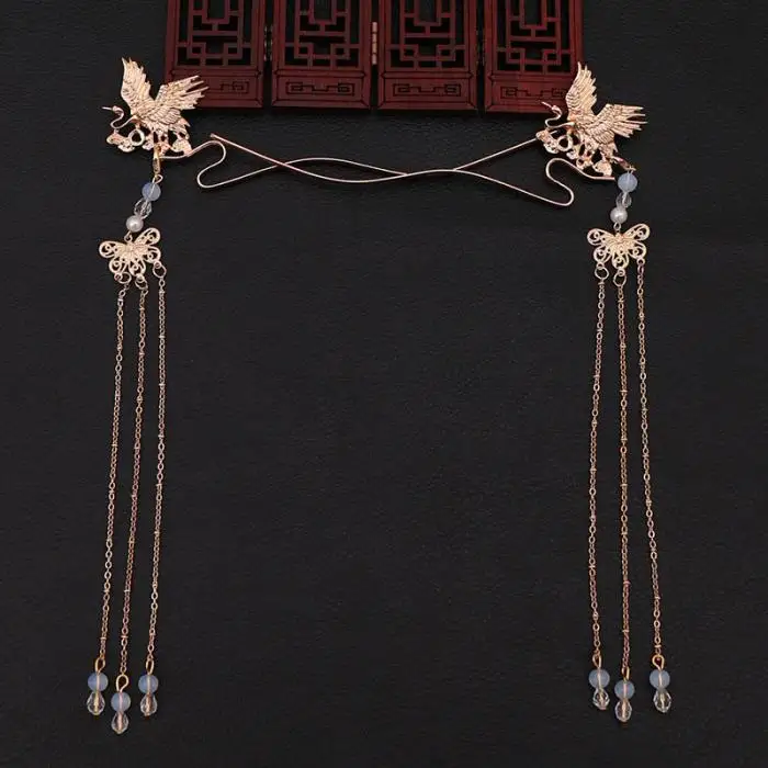 FORSEVEN 1 шт., заколки для волос, китайские традиционные женские свадебные украшения для волос невесты, украшение для волос, золотые металлические бусины