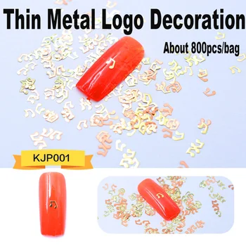 

Thin Styles About 800pcs\bag Letter Logo Metal Nail Decoration Jewelry Wholesale Nail Metal Plate Sequin
