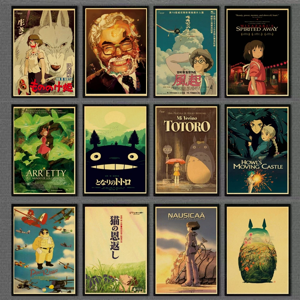 Janpnese Anime Miyazaki Hayao Works  My Neighbor Totoro retro posters kraft paper High Quality Painting For Home Decor