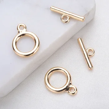 

10 Sets 15x11MM 24K Gold Color Plated Brass Round Bracelet O Toggle Clasps High Quality Diy Jewelry Accessories