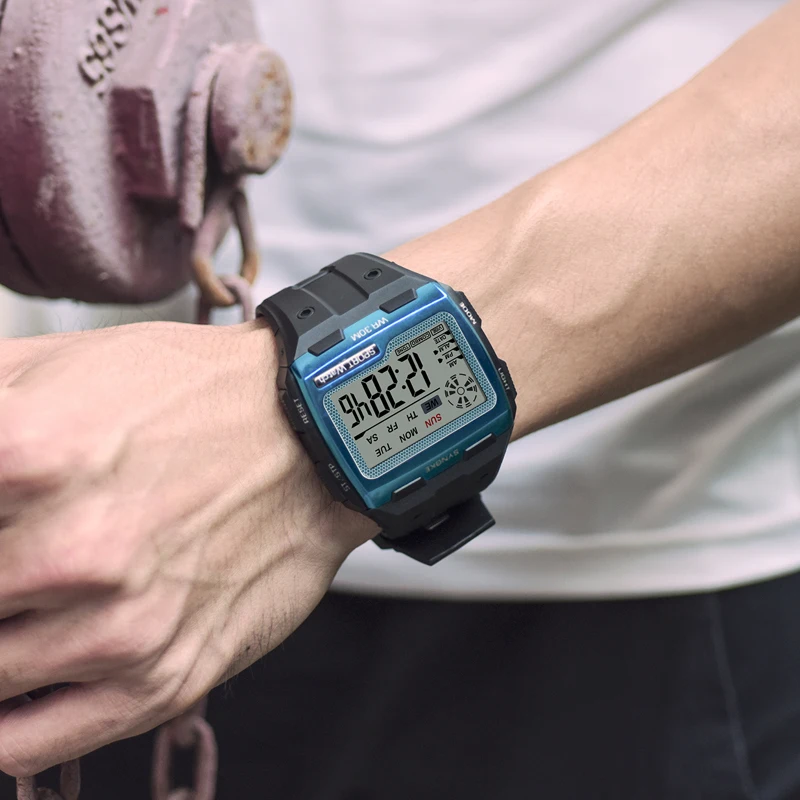 Men's Digital Watch Men Sports Wristwatch LED Dual Time Pedometer Alarm Clock 50M Waterproof Military Watches Relogios Masculino