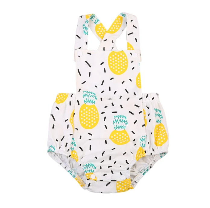 

Baby Clothes New Cute Baby Girl Clothes Pineapple Print Sleeveless Romper Back Cross Jumpsuit Outfit Playsuit Sunsuit Clothing