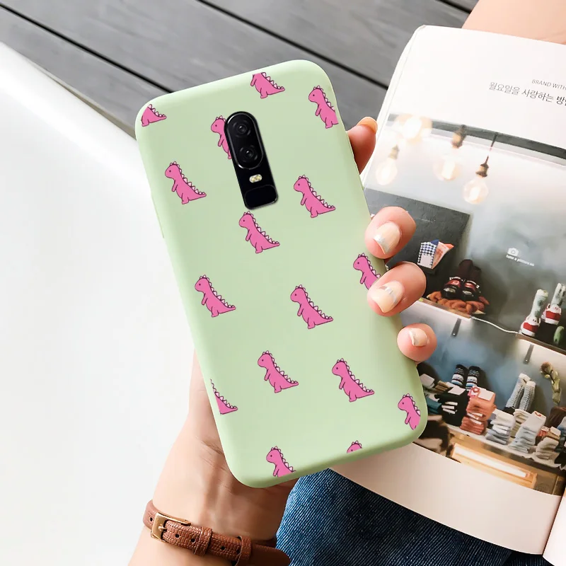 mobile pouch for running For OnePlus 6 Case Cartoon Cute Pattern Soft Silicone TPU Painted Matte Shockproof Mobile Phone Protection Cover flip cover Cases & Covers