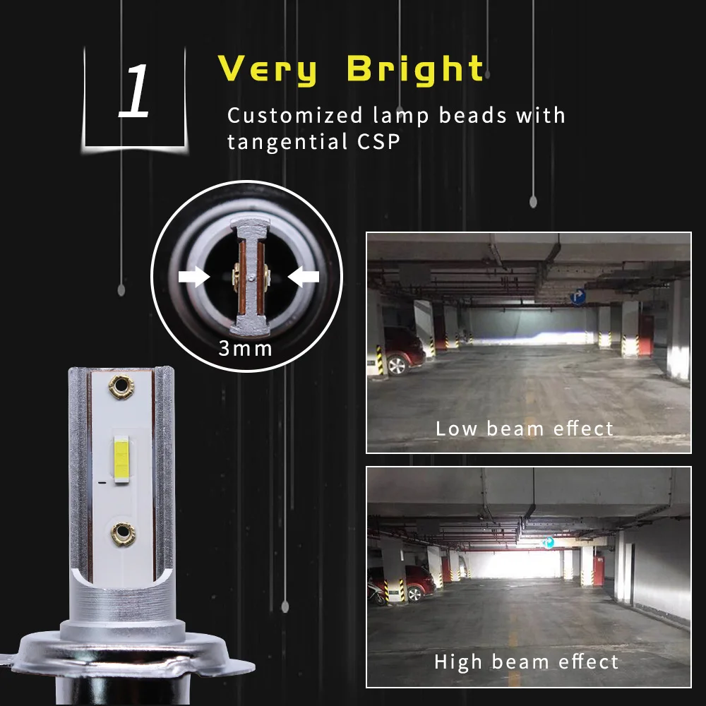 CNSUNNYLIGHT K1 Светодиодные Автомобильные фары безвентиляторные лампы H7 H4 H11 H8 H1 9005 HB3