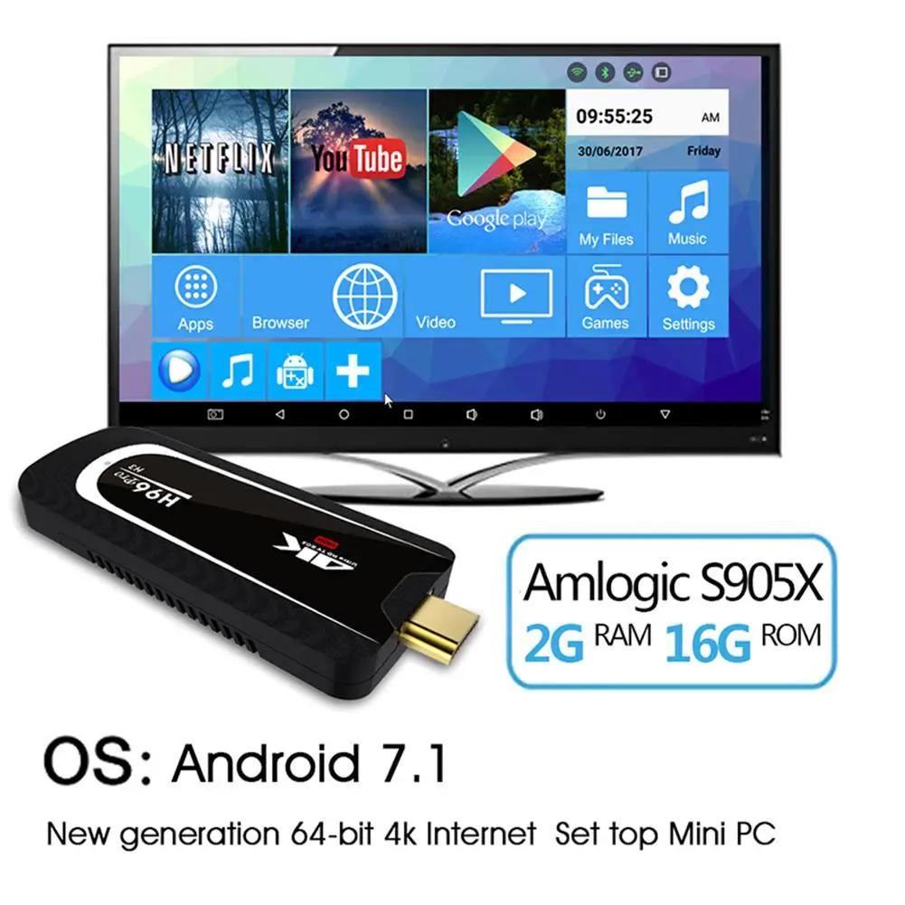 Android 7,1 2+ 16 GB Bluetooth 4,0 4K X 2K Разрешение дисплея 5,0G WIFI TV ключ H96 Pro H3 S905X R20