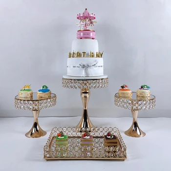 

2020 new Crystals Cake StandCake Decorating Supplies Metal Round Party Dessert Display Decor Tray
