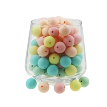 100 szt 15mm Food Grade Rainbow Silicone koraliki ząbkowanie DIY Necklaces Jewelry Teether Beads For tanie i dobre opinie SYBBeads CN (pochodzenie) NONE Silikon zawieszki Okrągły kształt moda