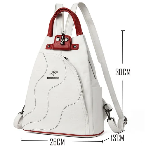 여성 가죽 백팩 지퍼 여성 가슴 가방, 여행 백 팩, 숙녀용 배낭, 십대 소녀용 Mochilas 학교 가방, Sac A Dos 2