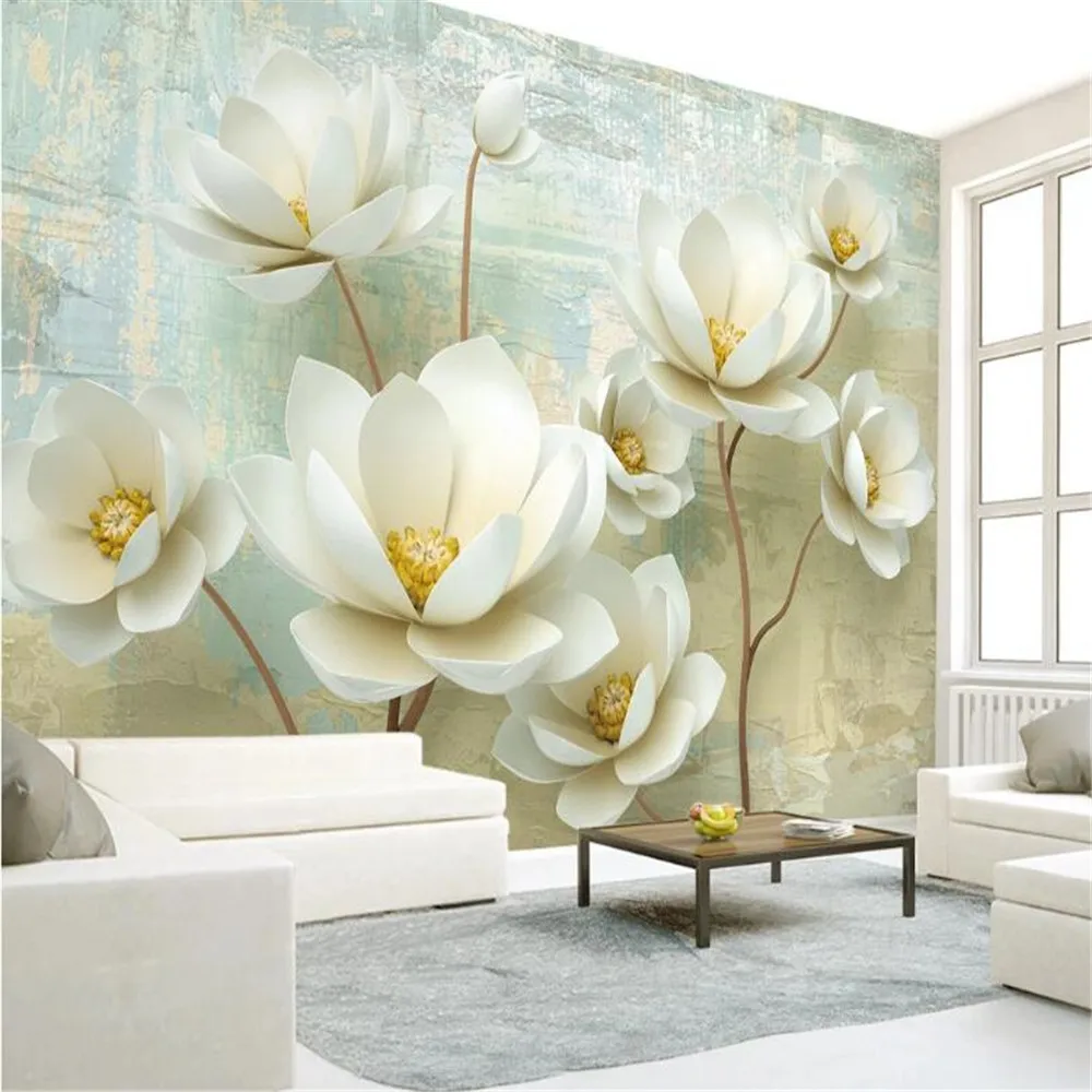 

MIlofi new 3d three-dimensional embossed color carved flower simple oil painting background wall