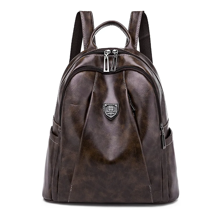 

2018 New Style Fashion Pu Soft Leather Backpack Women's Lightweight Versatile Multi-functional Waterproof Schoolbag Travel Bag F