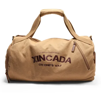 

Male Large Capacity Canvas Travel Bags Men Fitness Sports Training Handbag With Shoes Pocket Black Khaki Shoulder Bag XA32M