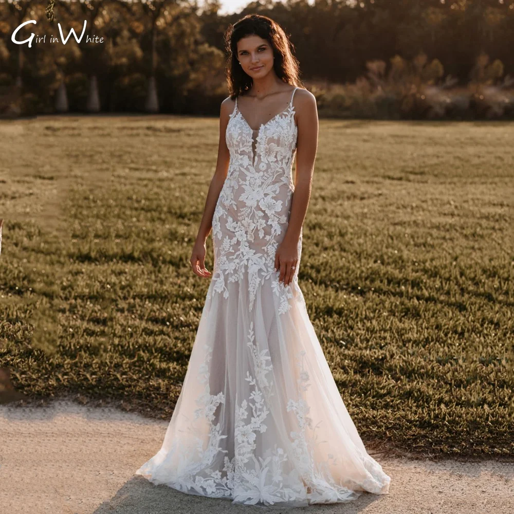 Vestido De Novia Romantic Lace Appliques Mermaid Wedding Dresses Sexy  Spaghetti Straps Trumpet Bridal Robes Bridal Gown|Wedding Dresses| -  AliExpress
