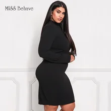 Весна и лето стиль Европа и Америка Большой размер платье с длинным рукавом Трикотажное сексуальное облегающее платье