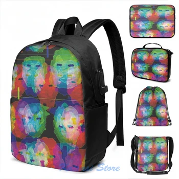 

Funny Graphic print Ghost Robots by Bobby USB Charge Backpack men School bags Women bag Travel laptop bag