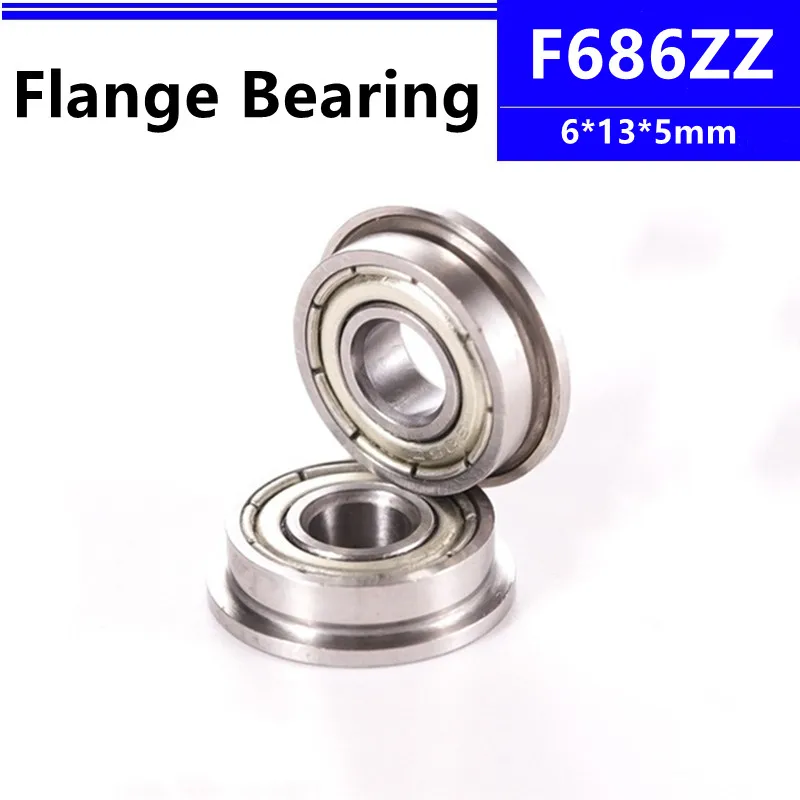 

50/100/500pcs F686ZZ 6*13*5mm flange deep groove ball bearing 6x13x5mm F686 F686Z open Flanged bearing 3d printer F686K