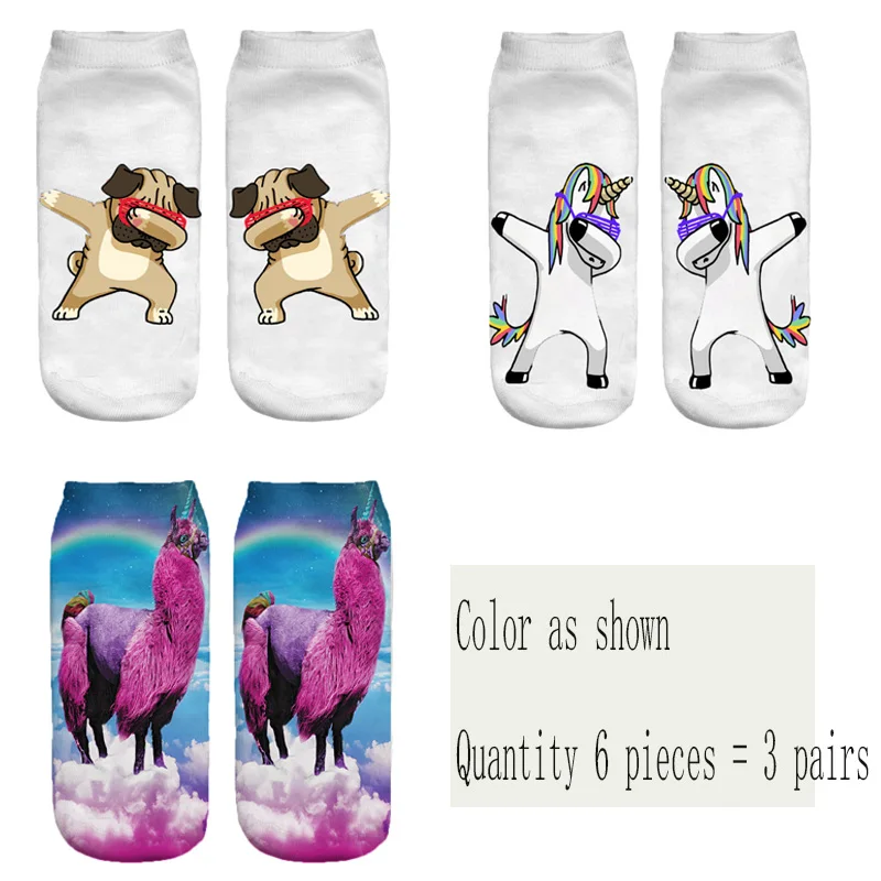 Cute funny animal print women's socks 3D three-dimensional pattern sheep unicorn camel cartoon socks gift new beautiful - Цвет: Style as shown