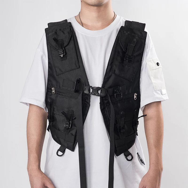Pupil Travel Pt823 Techwear Black Chest Rig Tactical Vest Hip Hop