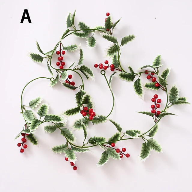 Red Berry Garland Christmas Artificial Fruit Cuttings Tree Decorations Door  Hanging Ornaments Home Wedding Decor