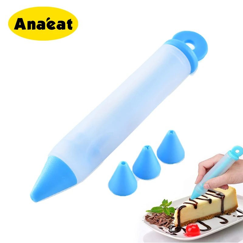 

ANAEAT 1pc Silicone Food Writing Pen Chocolate Decorating tools Cake Mold Cream cup cookie Icing Piping Pastry Nozzles