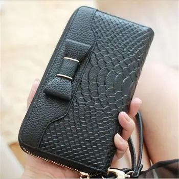 

Hot Wallet Ladies Clutch Bag Fashion Small Handbag Female Korean Version Of PU Crocodile Pattern Multi-function Mobile Phone Bag