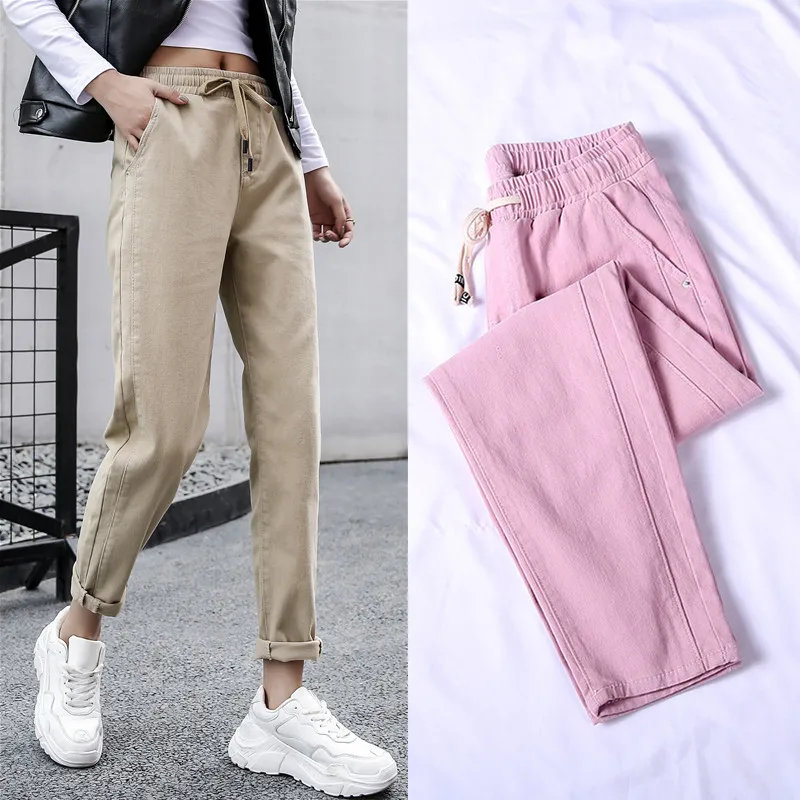 

student Casual pants women's autumn new loose Ankle-Length harem pants elastic waist carrot pants tide trousers women pants