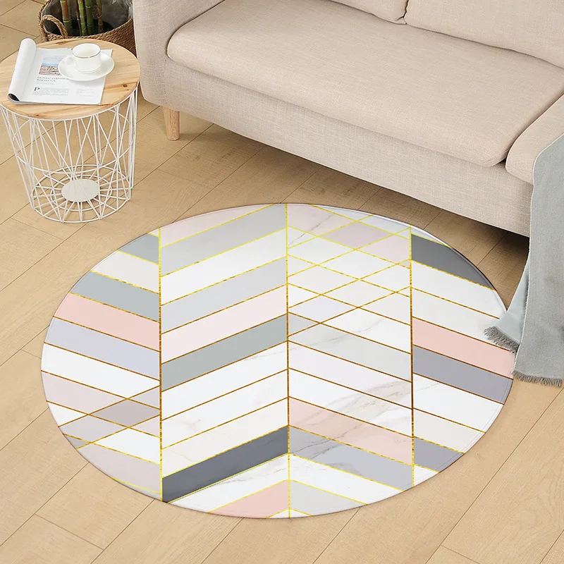 Cilected 120CM Round Bedroom Carpet Geometric Living Room Soft Chair
Mat Kitchen Bathroom Non-Slip Waterproof Home Rugs
