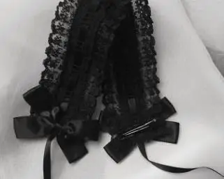 all black Рождественская вечеринка Косплей Аниме официантка; горничная ручная работа Лолита банты ободок для головы лента убор для головы с кружевами сладкие Винтажные заколки для головного убора - Цвет: all black