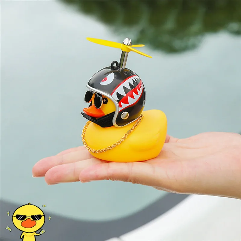 

Car Ornament Duck with Helmet Broken Wind Small Yellow Duck Road Bike Motor Helmet Riding Cycling Bicycle Accessories