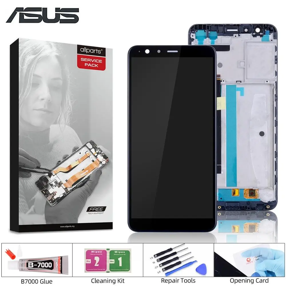 Дисплей для Asus Zenfone Max Plus M1 ZB570TL LCD в сборе с тачскрином на рамке черный белый