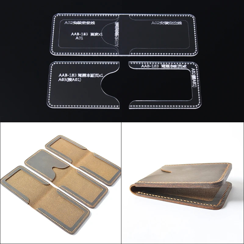 

1Set DIY Acrylic Template Tool Bag ID Package Leather Craft Pattern DIY Stencil Sewing Pattern 11cm*8.5cm