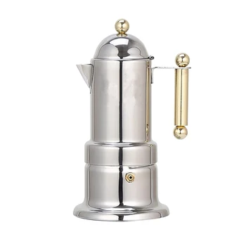 

Espresso Maker Stovetop Moka Coffee Pot Stainless Steel Latte Percolator, 4-Cup, Italia Style, 21x10cm