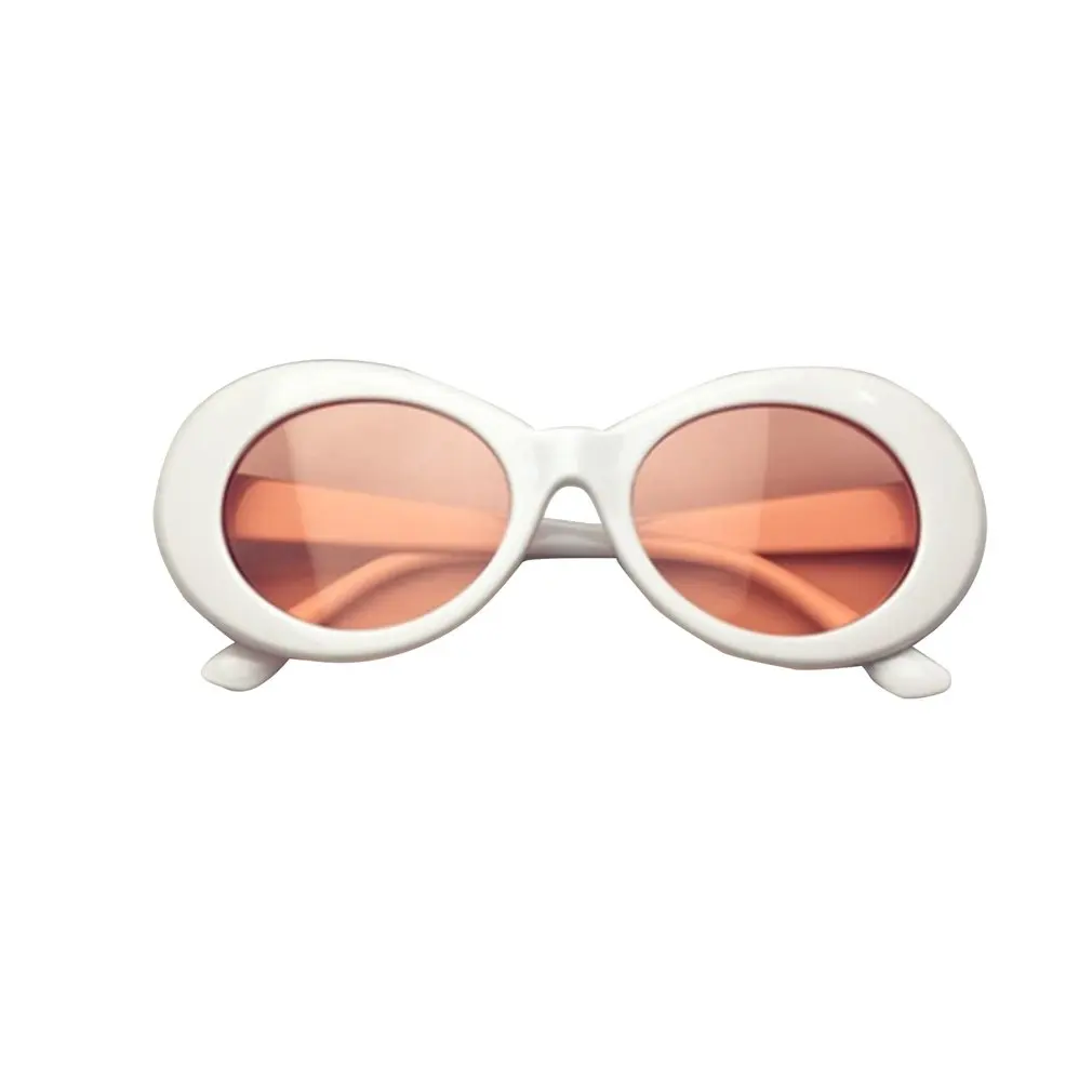 

Women Fashion Summer Sunglasses Bold Retro Oval Mod Thick Frame Sunglasses Clout Goggles UV Protection Glasses with Round Lens