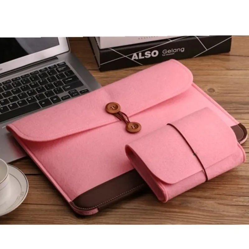 

Notebook Protective Case Felt Computer Bag Can Be Printed Logo Pink Felt Computer Bag
