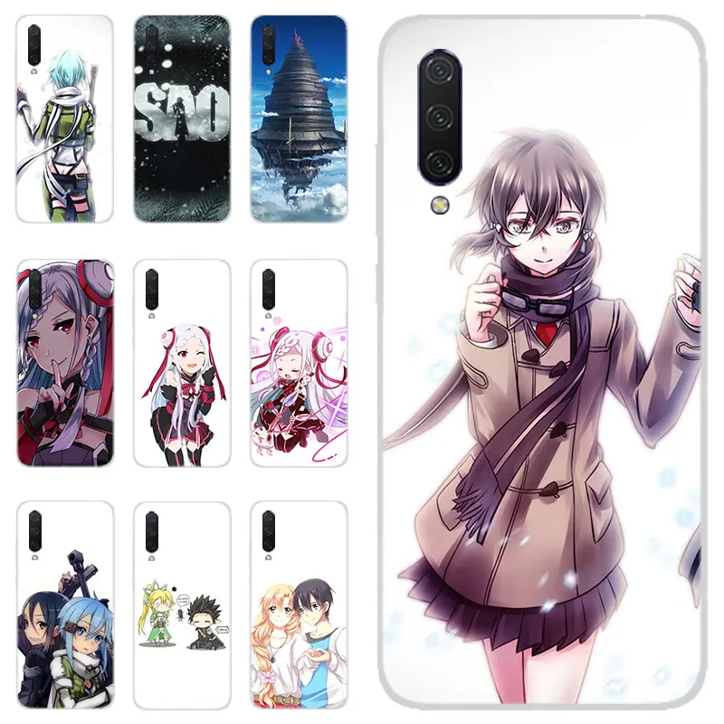 Silicone cases For Xiaomi MI CC9E 9 8 SE A3 Lite case Mix 2S pocophone F1 Note 3 Sword Art Online matte tpu cover |