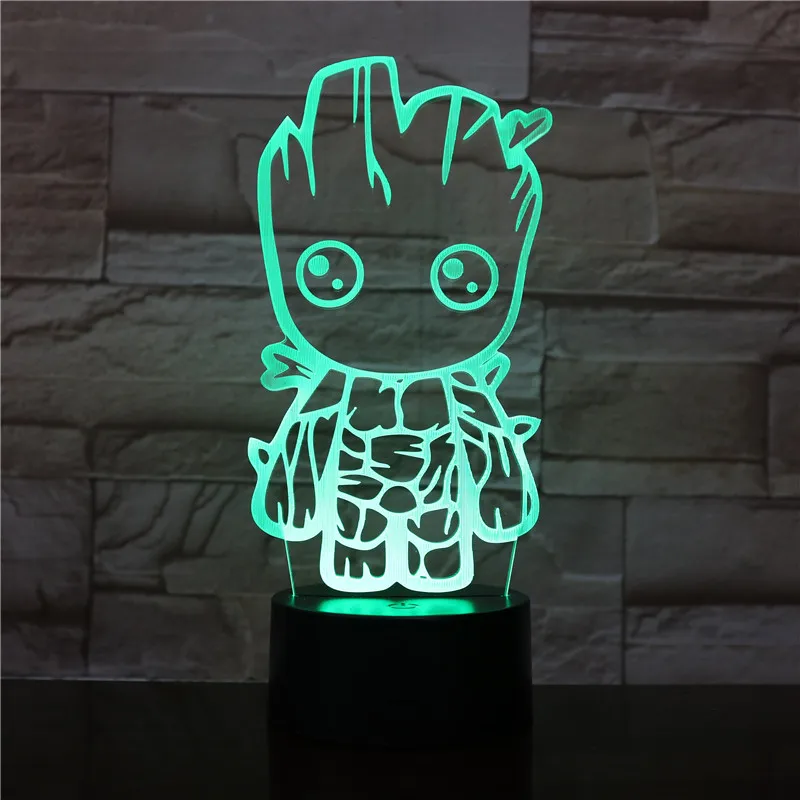 VCity Groot 3D лампа 7 цветов, меняющая ночник, детский вентилятор, подарки для дома, спальни, стол, рядом с освещением, абстрактный акриловый Lamparas