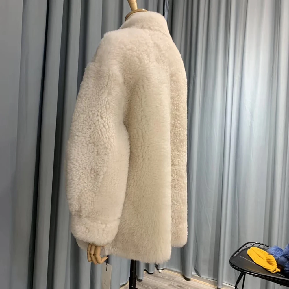 Пальто из натурального овечьего меха женские зимние натурального меха Меховая куртка размера плюс Толстые Теплые Натуральная кожа куртка двухсторонняя дубленка
